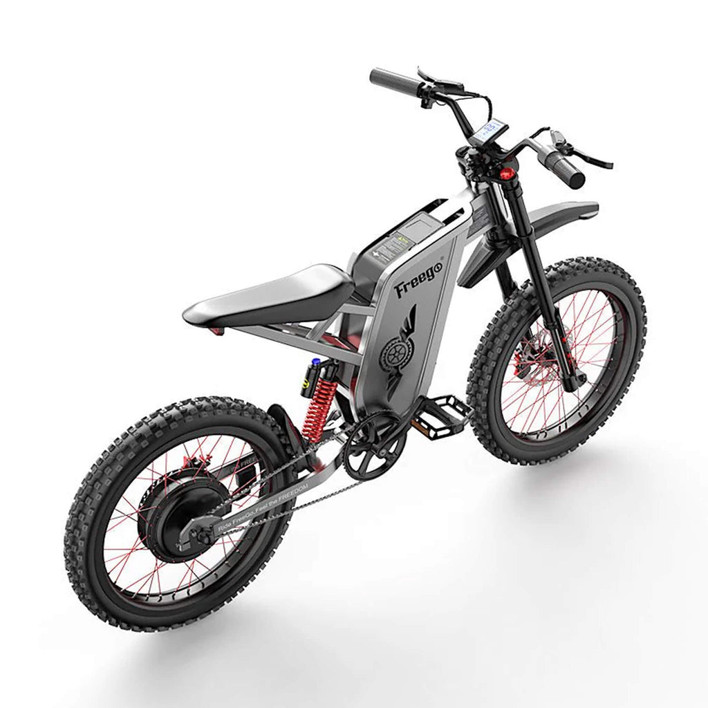 Freego X2 All Terrain Mountain Off Road Motorcycle Gray Right Side View On White Background