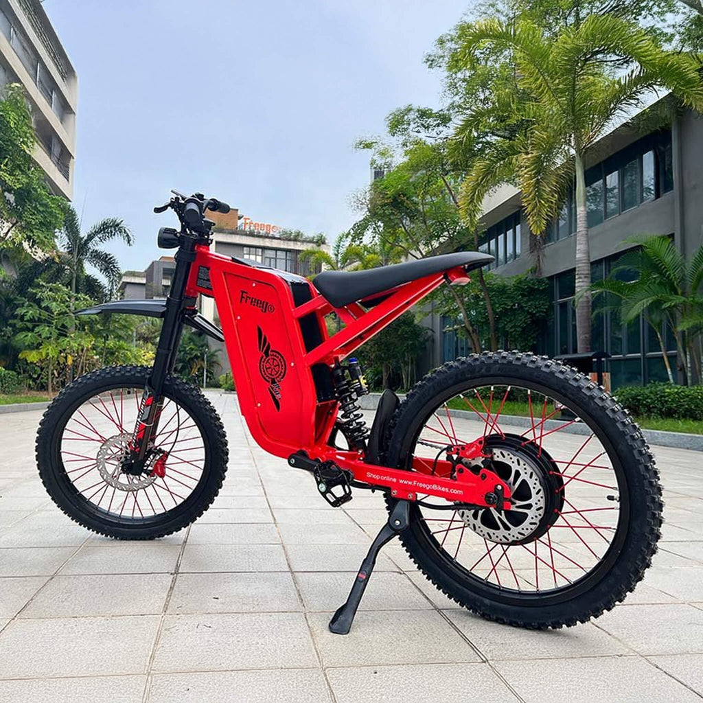 Freego X2 All Terrain Mountain Off Road Motorcycle Lifestyle Red Left Side View
