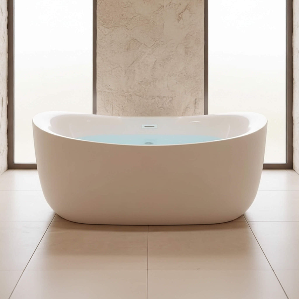 Freestanding Whirlpool Air Bubble LED Massage Bathtub (SAK84026) - Saksby Wholesale - Lifestyle Front View In Bathroom