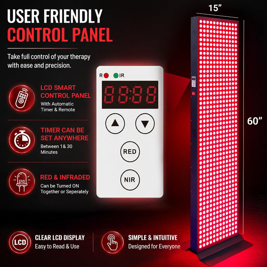 Full-Body Dual-Chip Clinical-Grade Red Light Therapy Panel (SAK63480) - Saksby Wholesale - Control Panel Details
