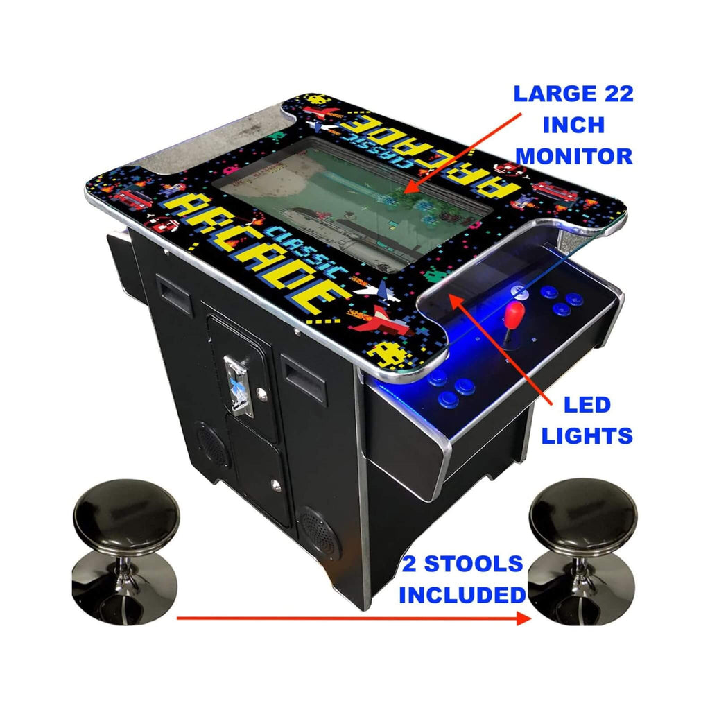 Full-Size Commercial Grade 2-Player Retro Arcade Machine With 60 Games And Stools (SAK86197)  - Saksby Wholesale - Set Components Description View