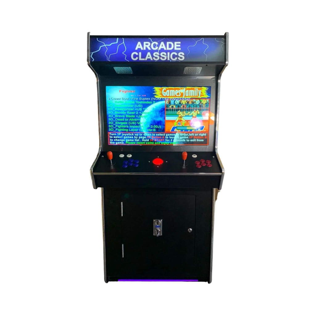 Full-Size Commercial Grade 2-Player Upright Standup Arcade Machine With 4500 Classic Games And 2 Shooting Guns (SAK23984) - Saksby Wholesale - Front View Design