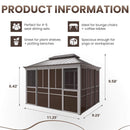 Fully-Enclosed Outdoor Black Sunroom With Lockable Sliding Doors And Galvanized Double Steel Roof (SAK81634)  - Saksby Wholesale - Dimensions For 4-5 Persons 