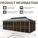 Fully-Enclosed Outdoor Black Sunroom With Lockable Sliding Doors And Galvanized Double Steel Roof (SAK81634)  - Saksby Wholesale - Dimensions for 15-18 Persons