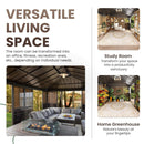 Fully-Enclosed Outdoor Black Sunroom With Lockable Sliding Doors And Galvanized Double Steel Roof (SAK81634)  - Saksby Wholesale - Usage Ideas