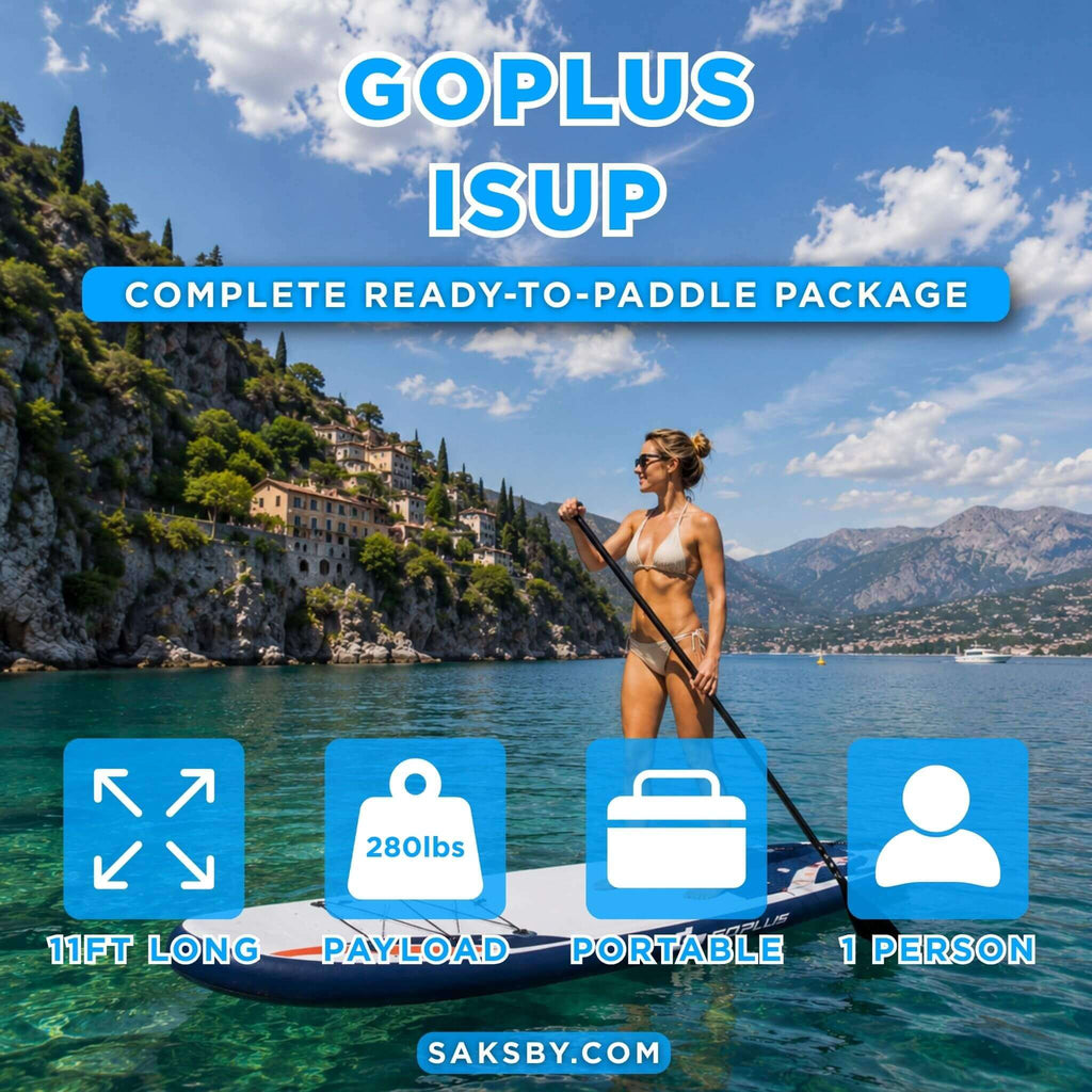GoPlus 11FT Inflatable Stand Up Surfboard Paddle Board W/ Aluminum Paddle (SAK58739) - Saksby Wholesale - Features