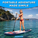 GoPlus 11FT Inflatable Stand Up Surfboard Paddle Board W/ Aluminum Paddle (SAK58739) - Saksby Wholesale - Lifestyle Image With 1-Person Standing