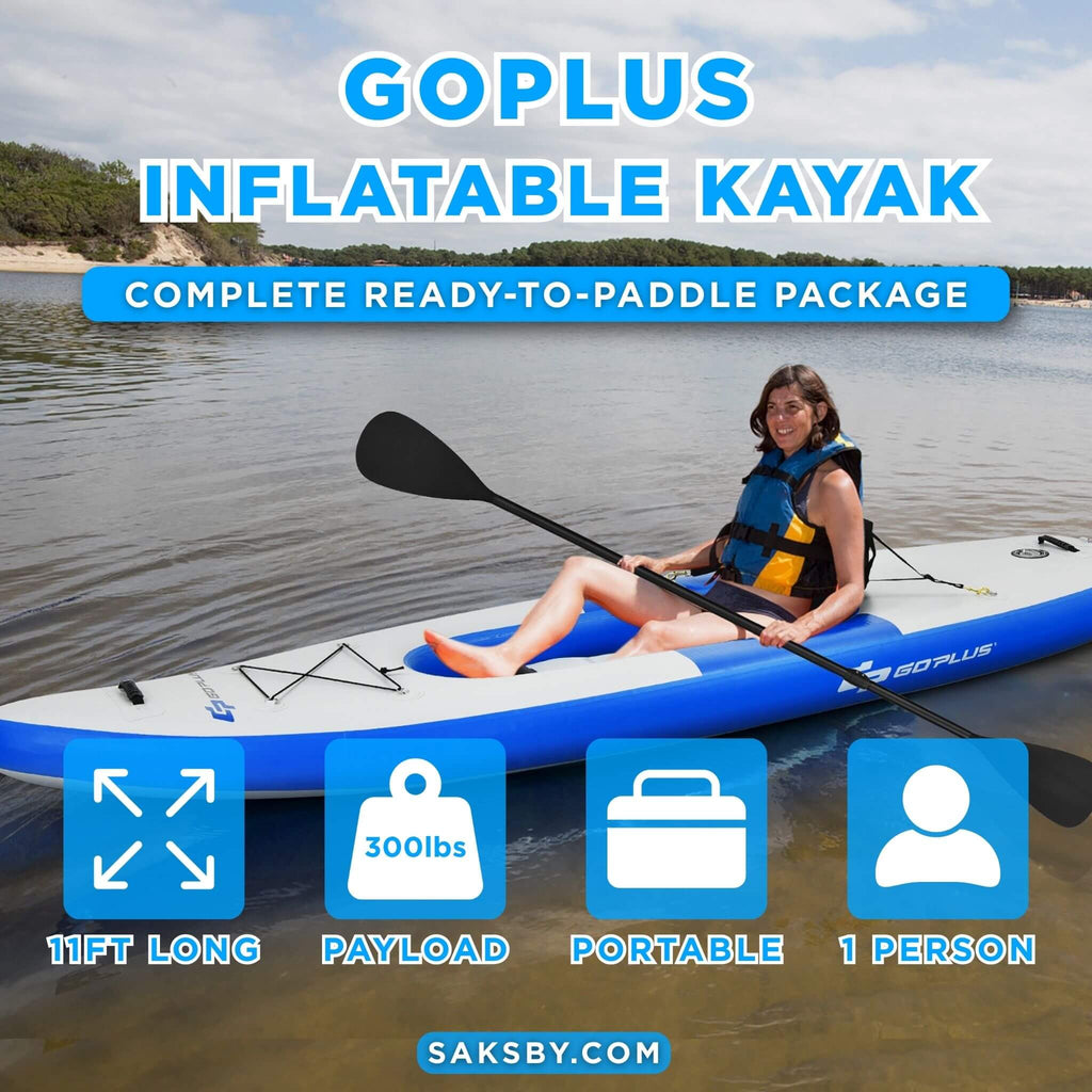 GoPlus 11FT Long Inflatable Blow Up Kayak With Paddle & Hand Pump (SAK32801) - Saksby Wholesale - Features