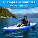 GoPlus 11FT Long Inflatable Blow Up Kayak With Paddle & Hand Pump (SAK32801) - Saksby Wholesale - Lifestyle Image In The Sea Paddling