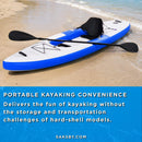 GoPlus 11FT Long Inflatable Blow Up Kayak With Paddle & Hand Pump (SAK32801) - Saksby Wholesale - Lifestyle Image In The Seaside