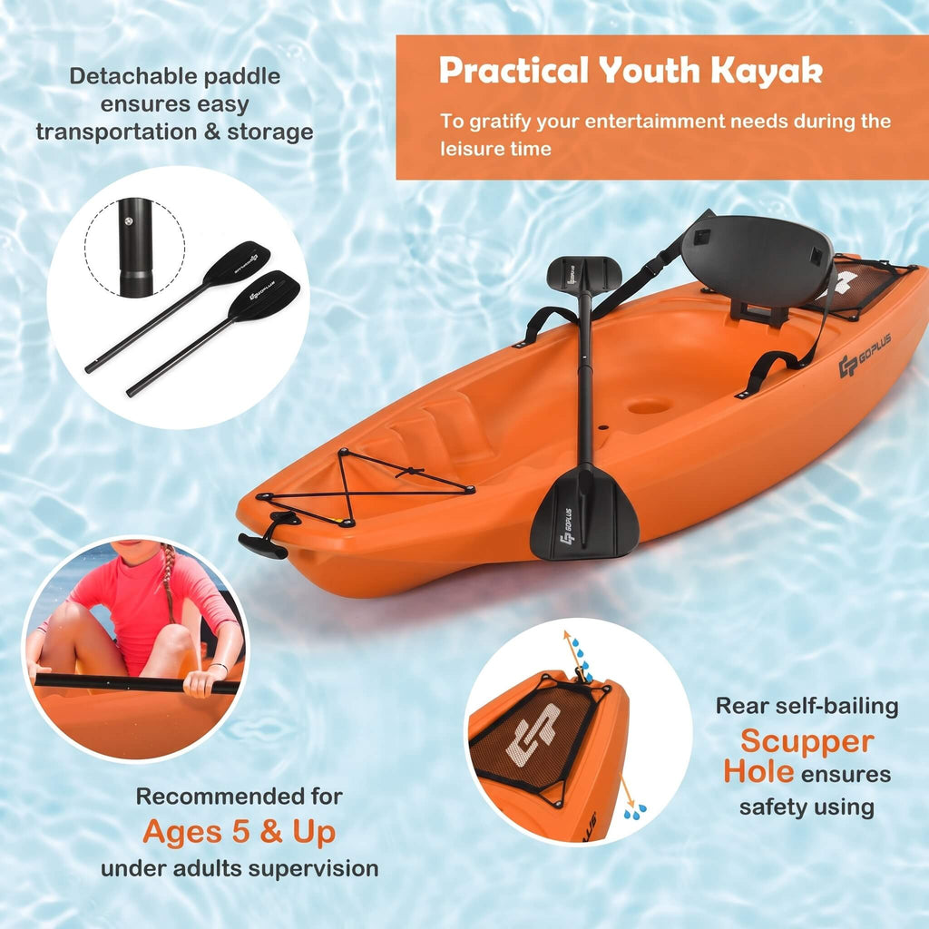 GoPlus 6FT Premium Youth Sit On Top Kayak W/ Paddles & Folding Backrest (SAK97198) - Saksby Wholesale - Features View