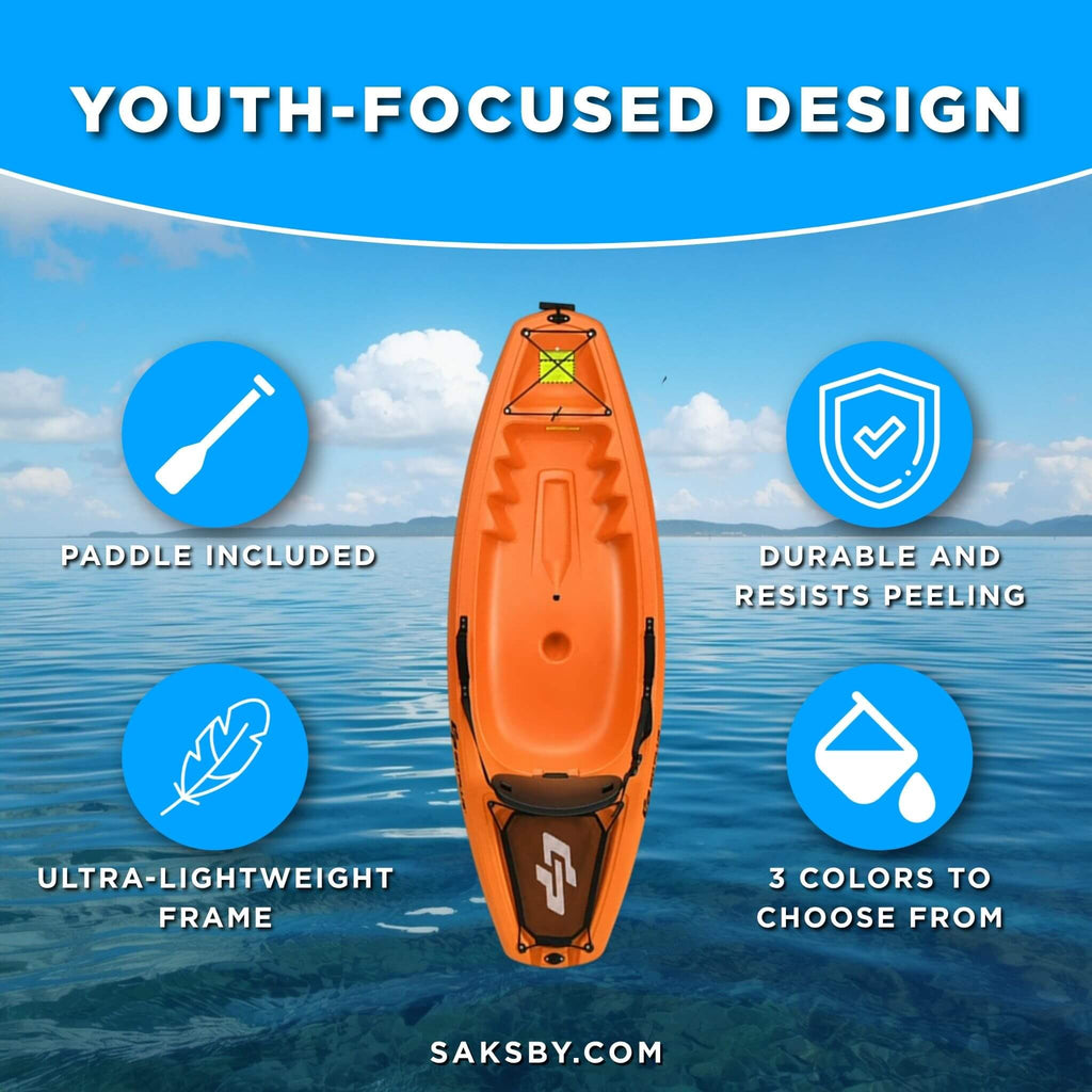 GoPlus 6FT Premium Youth Sit On Top Kayak W/ Paddles & Folding Backrest (SAK97198) - Saksby Wholesale - Features