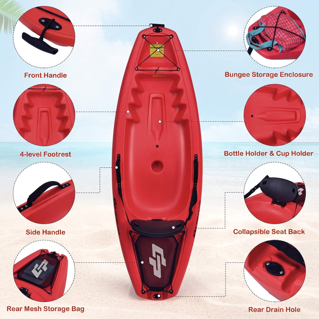 GoPlus 6FT Premium Youth Sit On Top Kayak W/ Paddles & Folding Backrest (SAK97198) - Saksby Wholesale - Parts View