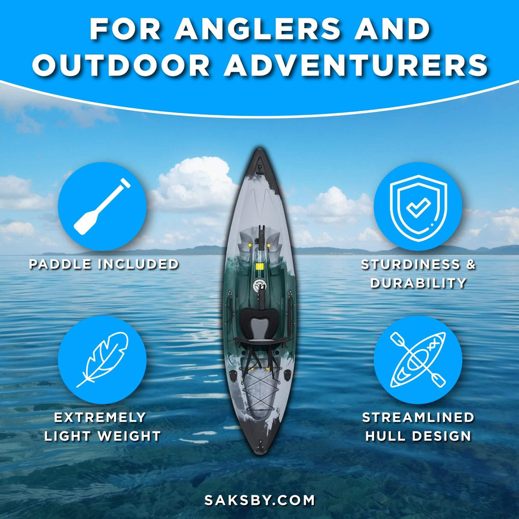 GoPlus 10FT Sit-On-Top Fishing Kayak Canoe With Fishing Rod Holders & Paddle (SAK91720) - Saksby Wholesale - Accessories
