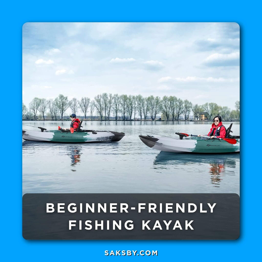 GoPlus 10FT Sit-On-Top Fishing Kayak Canoe With Fishing Rod Holders & Paddle (SAK91720) - Saksby Wholesale - Features