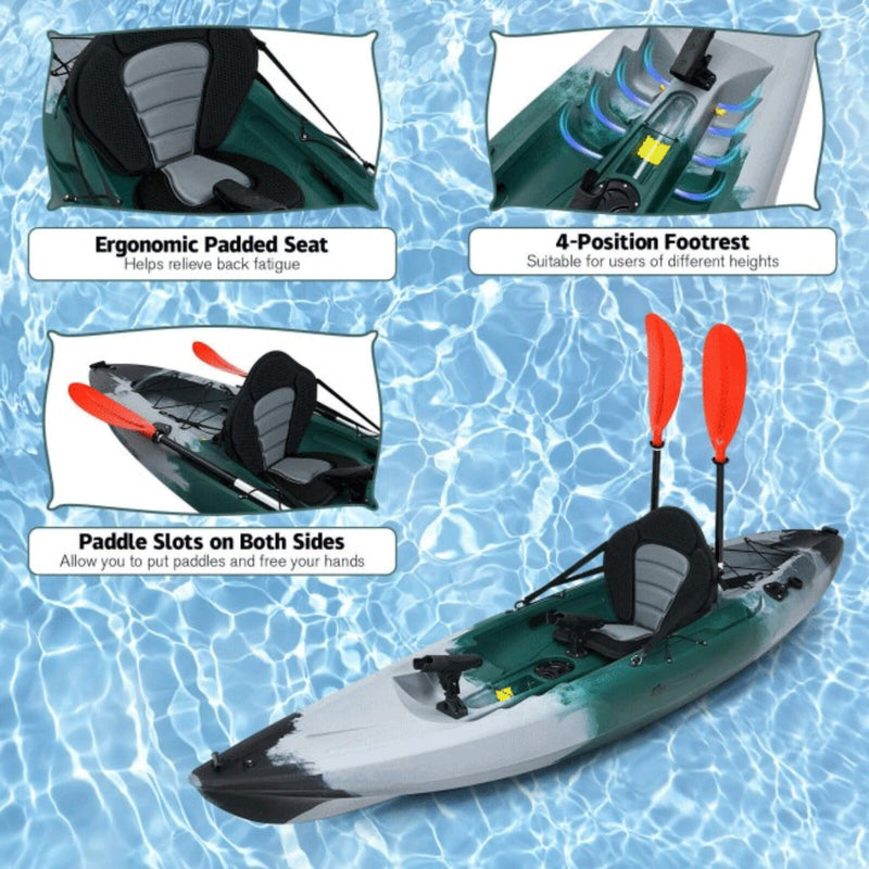 GoPlus Sit-On-Top Fishing Kayak Canoe With Fishing Rod Holders & Paddle, 10FT (SAK91720) - Saksby Wholesale - Features View