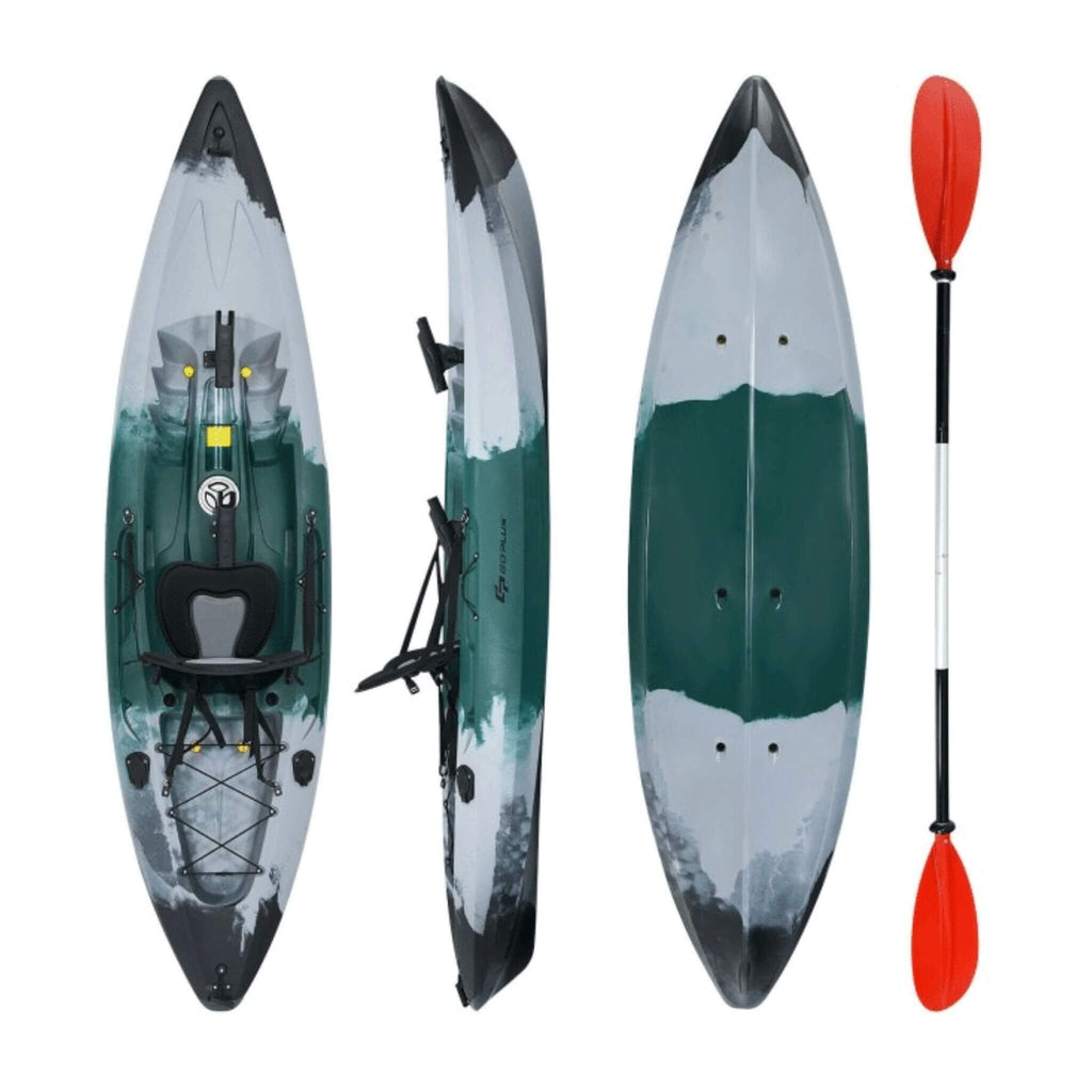 GoPlus Sit-On-Top Fishing Kayak Canoe With Fishing Rod Holders & Paddle, 10FT (SAK91720) - Saksby Wholesale - Kit View