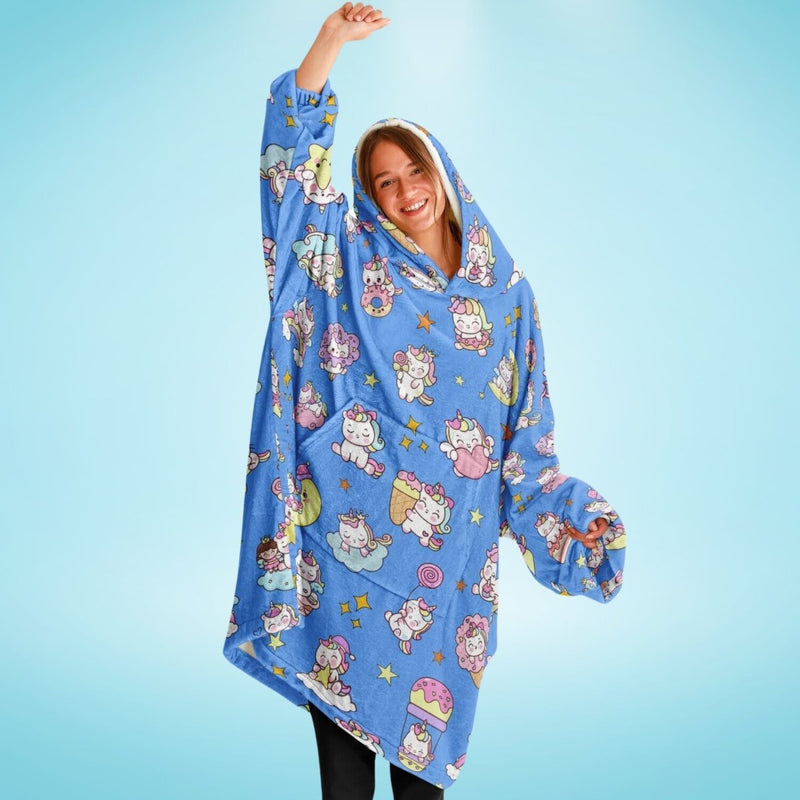 GRATITEA UNICORN SLEEP HOODIE - Premium Soft Comfy Polyester Wearable Snug Hoodie Blanket With Plush Hood (482433)