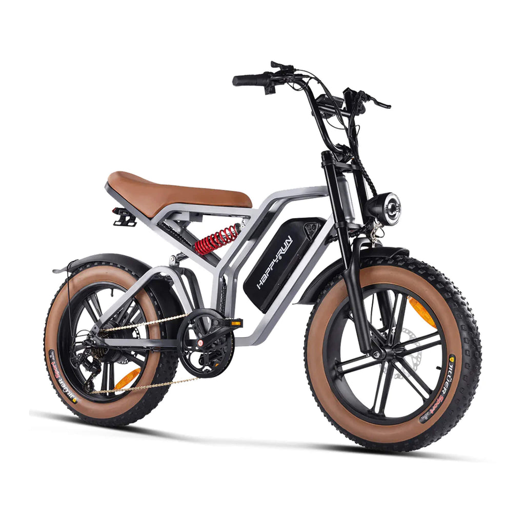 Happyrun Tank G60 Electric Off Road Fat Tire Moped Bike 750W SAK48732  Saksby - White Front Right View On White Background