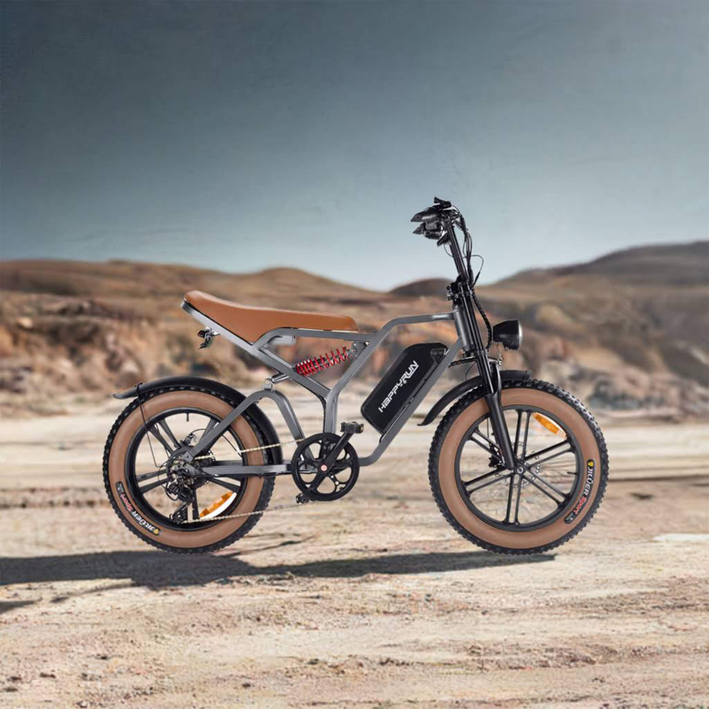 Happyrun Tank G60 Electric Off Road Fat Tire Moped Bike 750W SAK48732  Saksby - White Lifestyle On Dirt Road