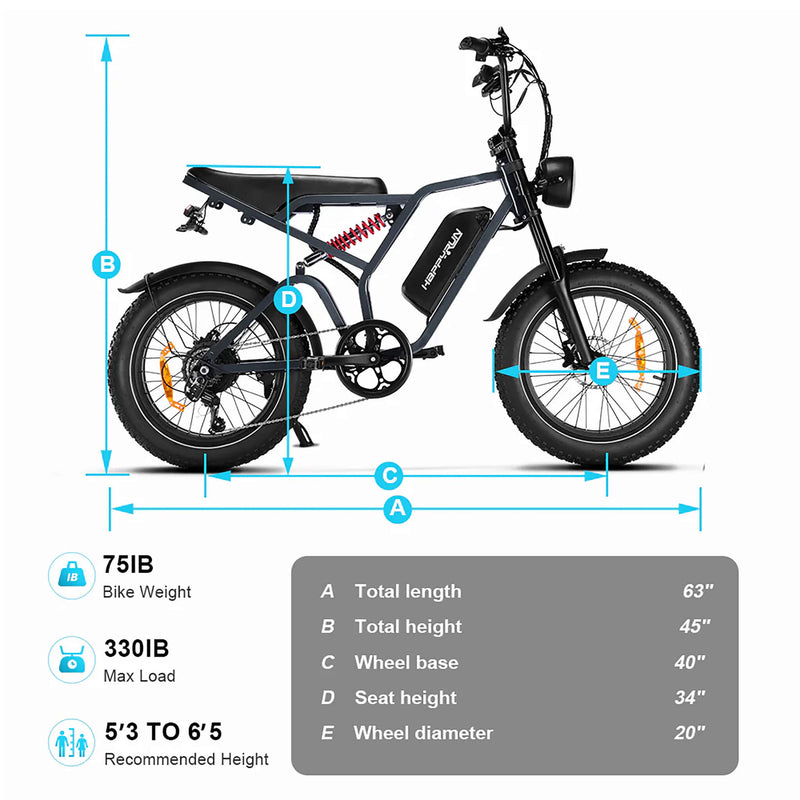 HappyRun Tank G60/G60 Pro Electric Off-Road Fat Tire Moped Bike (SAK48732)