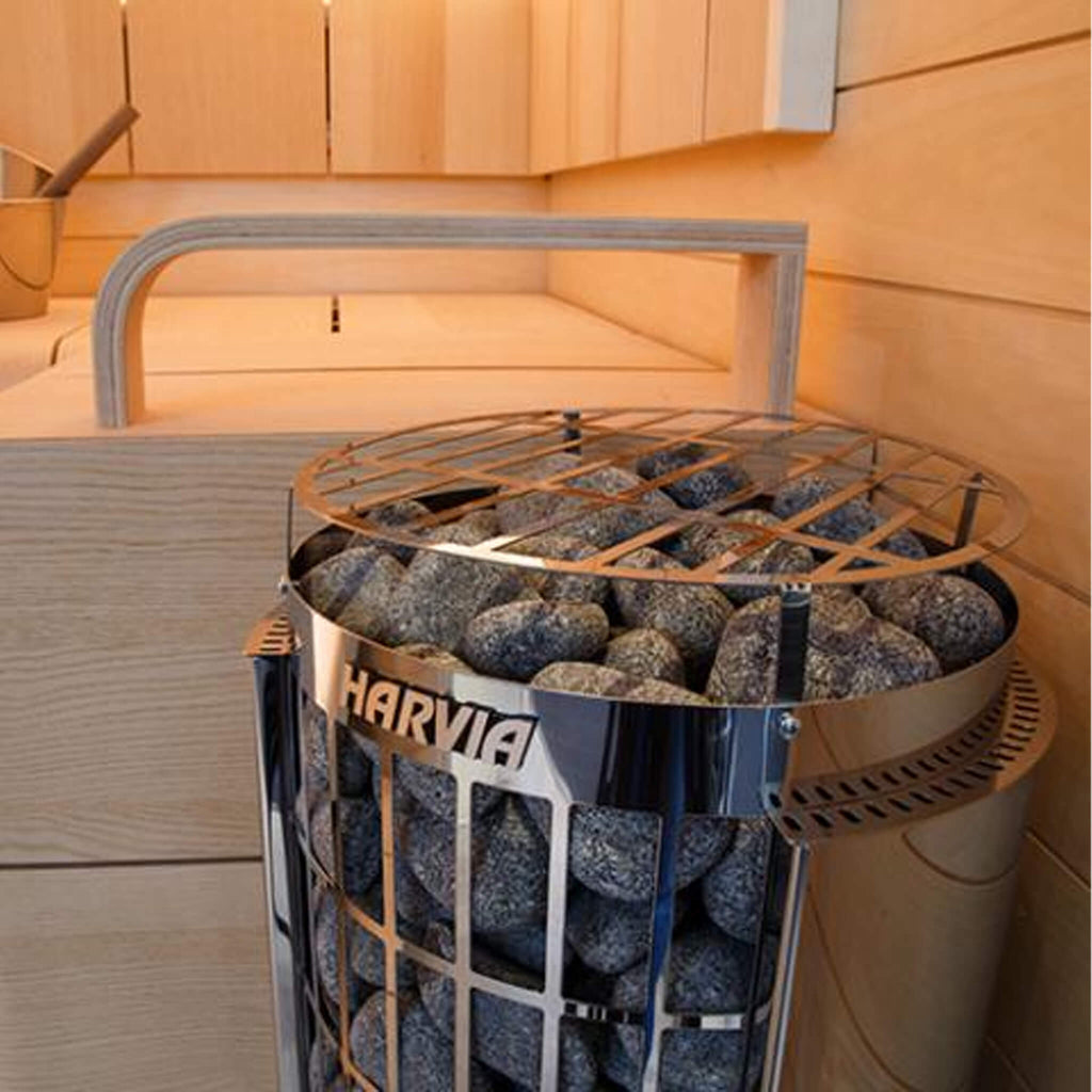 Harvia Cilindro Half Series Modern Steel Pillar-Style Sauna Heater - Close-Up View - SAK84937