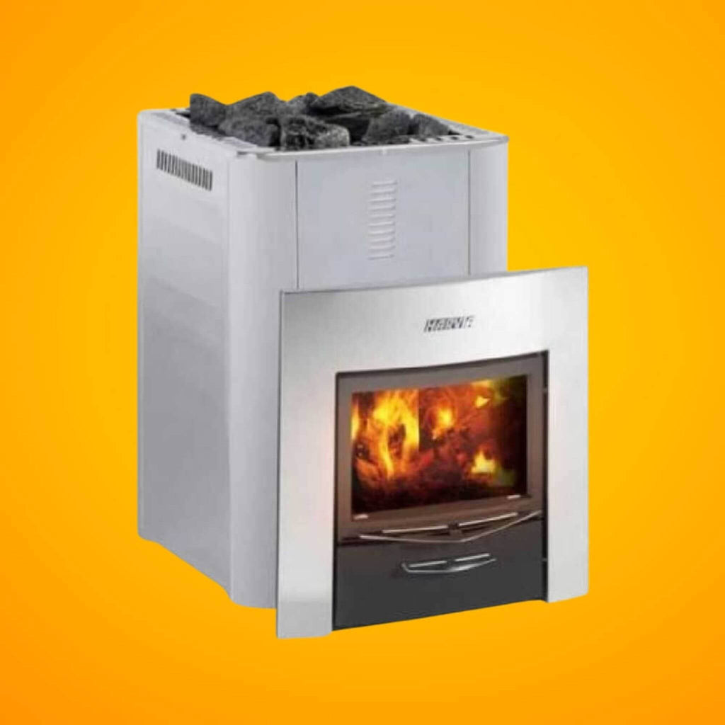 Harvia Duo Series Stainless Steel Wood Sauna Stove With Sauna Stones (SAK68420) - Saksby Wholesale - Side View