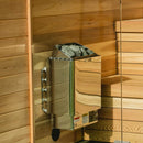 Harvia Kip UL Certified Electric Sauna Heater Front Right View On Sauna Wall