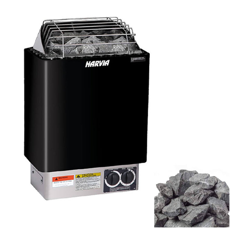 Harvia KIPB Wet Dry Electric Sauna Heater Stove With Built-In Controls & Sauna Stones (SAK47351)