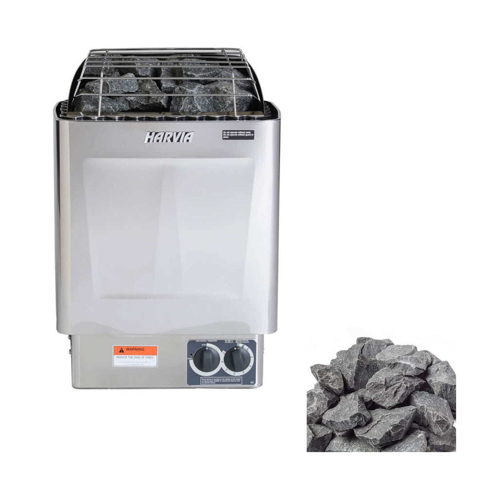 Harvia KIPB Wet-Dry Electric Sauna Heater Stove with Built-In Controls and Stones - SAK47351 - Bundle