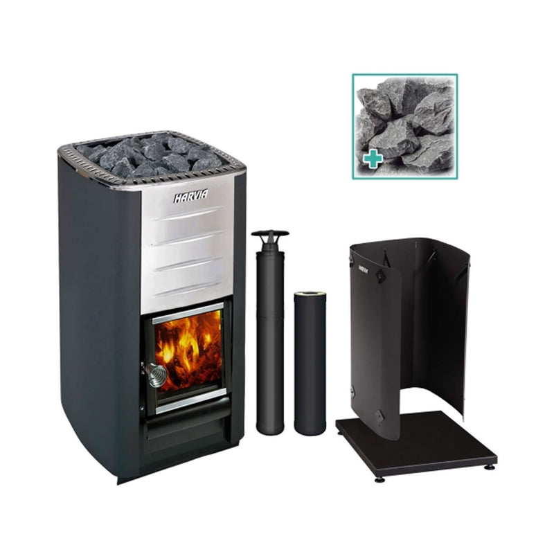 Wood-Burning Stove With Accessories On A White Background - Saksby Wholesale
