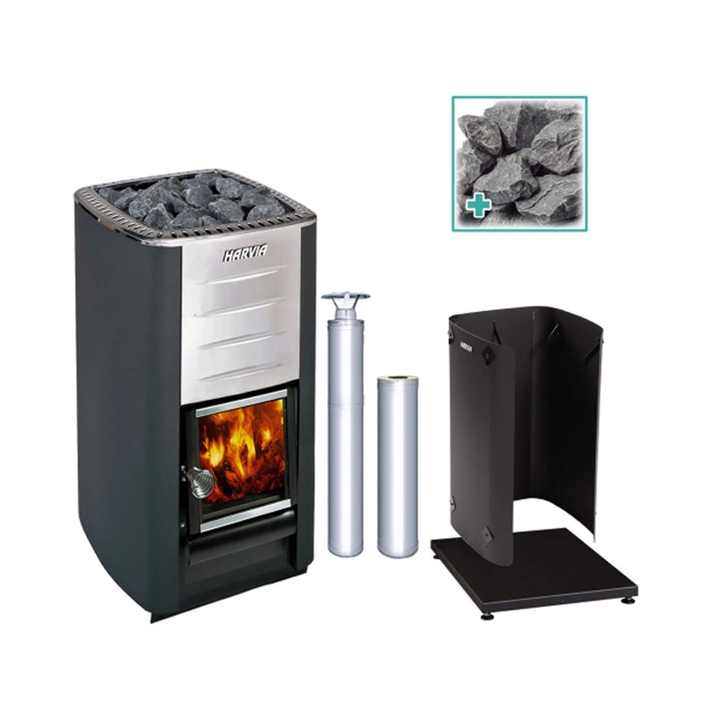 Wood-Burning Stove With Accessories On A White Background - Saksby Wholesale