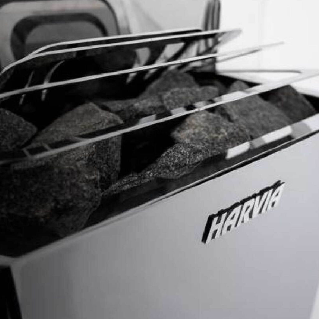 Harvia The Wall Stainless Steel Built-In Wall Mount Sauna Heater With Illuminated Controls and Sauna Stones [SW60/80] (SAK21467) - Saksby Wholesale - Zoomed In View