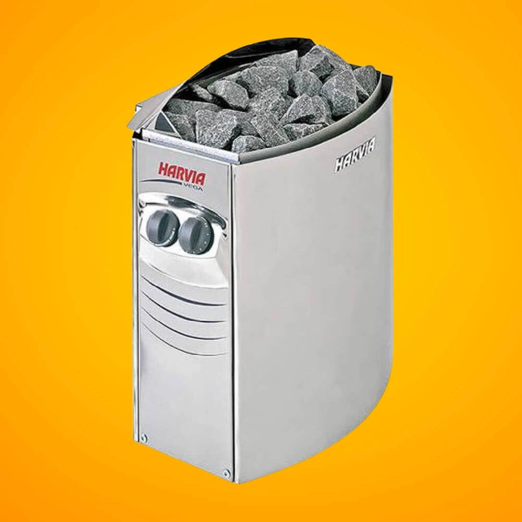 Harvia Vega Compact Electric Steel Sauna Heater With Sauna Stones [VC1700/1900/3500] (SAK48271) - Saksby Wholesale - Front Right View