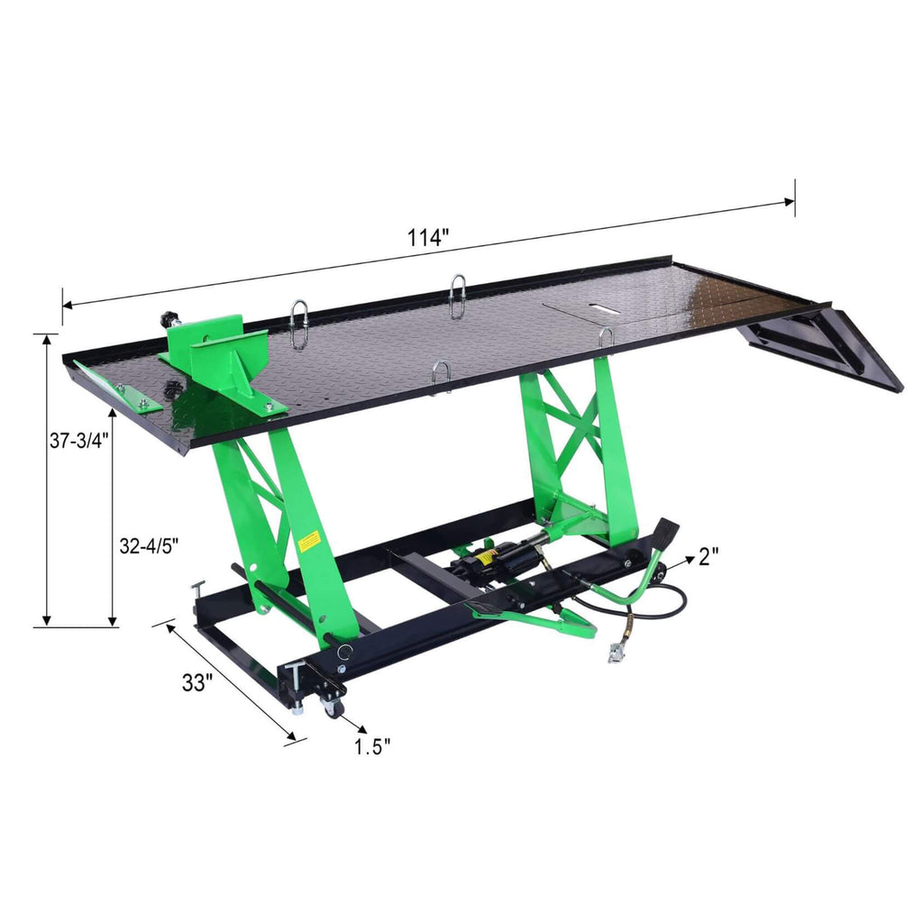 Heavy-Duty 1000LBS Air Hydraulic Motorcycle ATV Lift Jack Table (SAK78351) - Saksby Wholesale - Dimensions