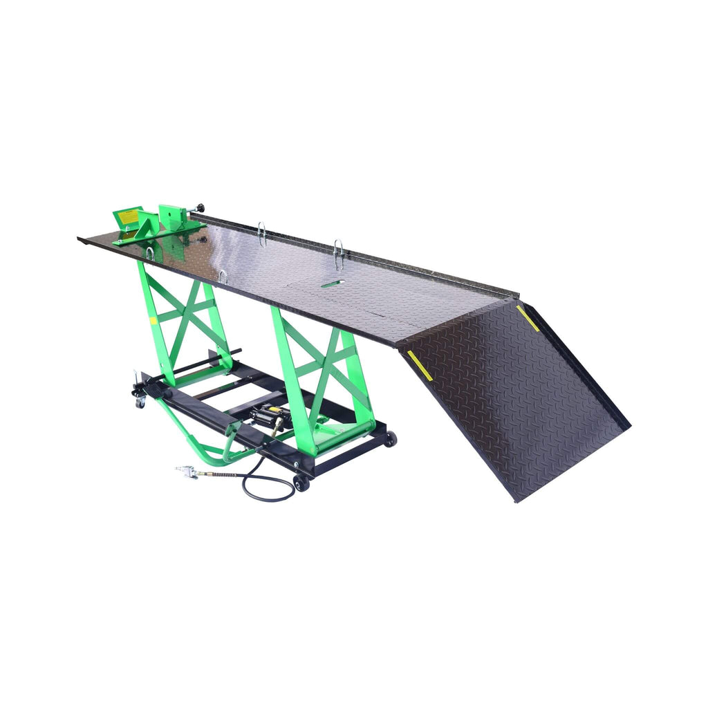 Heavy-Duty 1000LBS Air Hydraulic Motorcycle ATV Lift Jack Table (SAK78351) - Saksby Wholesale - Front Right Side View