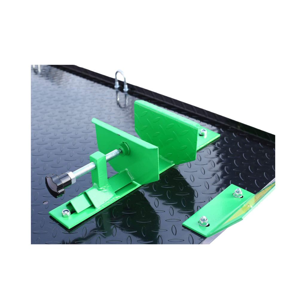 Heavy-Duty 1000LBS Air Hydraulic Motorcycle ATV Lift Jack Table (SAK78351) - Saksby Wholesale - Wheel Vise Side View