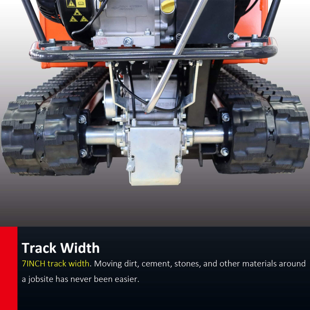 Heavy-Duty 1100LBS 10HP Gas-Powered Track Barrow With Hydraulic Assist (SAK48291) - Saksby Wholesale - Track Width Details