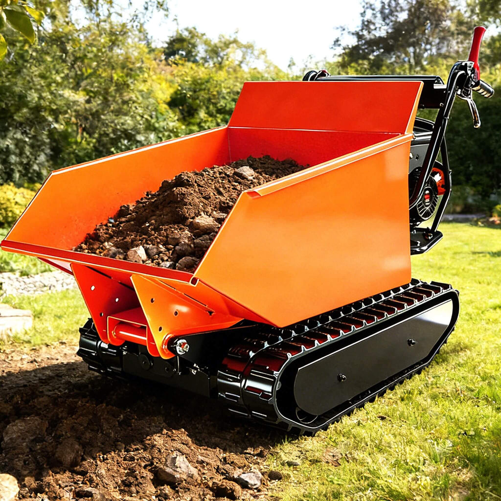 Heavy-Duty 1100LBS 10HP Gas-Powered Track Barrow With Hydraulic Assist (SAK48291) - Saksby Wholesale - Preview