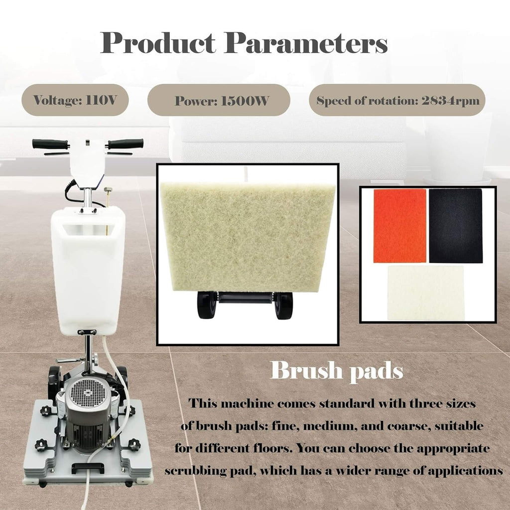 Heavy-Duty 110V Multi Functional Electric Floor Polishing Machine (SAK31859) - Saksby Wholesale - Brush Pads