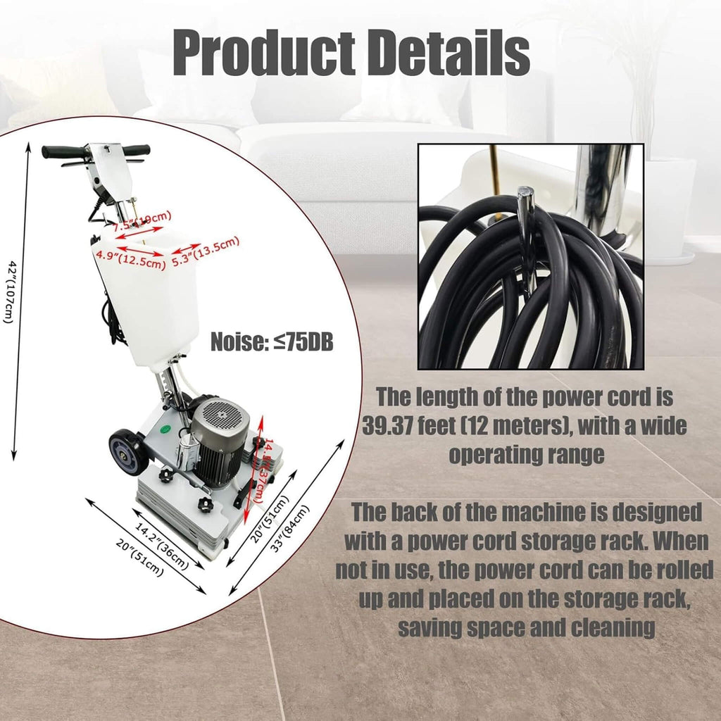 Heavy-Duty 110V Multi Functional Electric Floor Polishing Machine (SAK31859) - Saksby Wholesale - Dimensions
