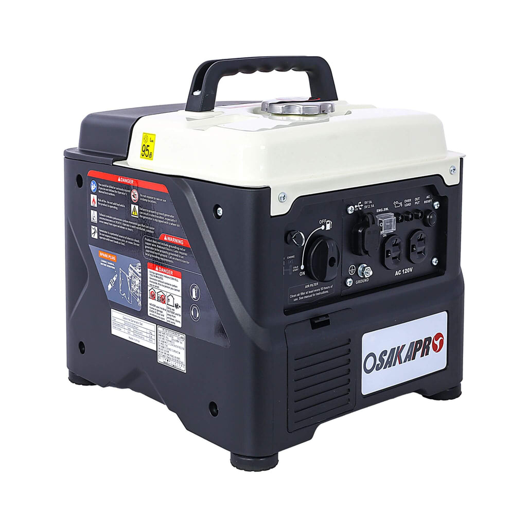 Heavy Duty 1200W Ultra-Quiet Portable Gas engine Inverter Generator (SAK54675) - Saksby Wholesale - Back View In White Background