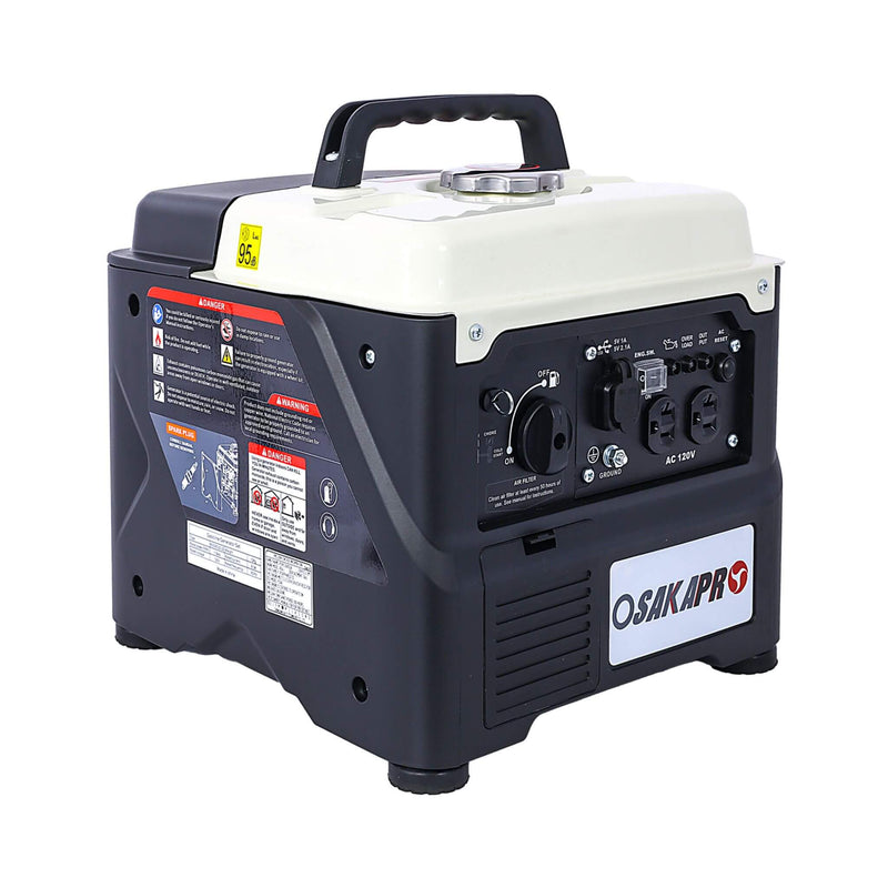 Heavy Duty 1200W Ultra-Quiet Portable Gas engine Inverter Generator (SAK54675) - Saksby Wholesale - Back View In White Background