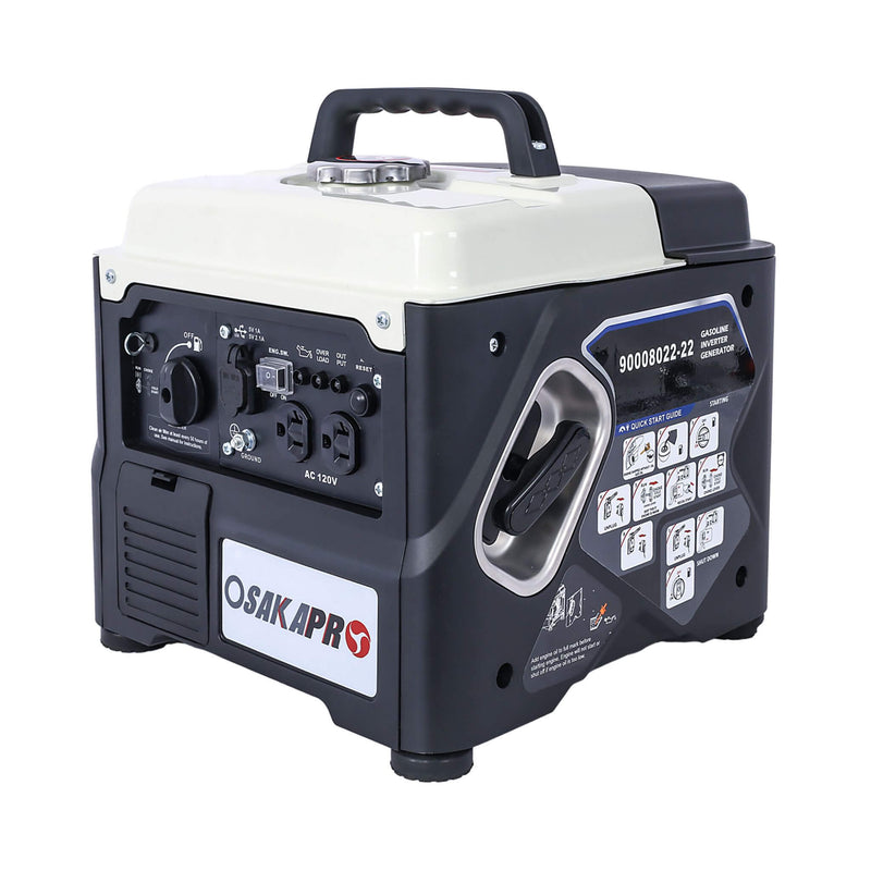 Heavy Duty 1200W Ultra-Quiet Portable Gas engine Inverter Generator (SAK54675) - Saksby Wholesale - Side View In White Background