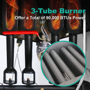 Heavy-Duty 120K BTU Commercial Stainless Steel 4-Burner Propane Deep Fryer (SAK64021) - Saksby Wholesale - Burner Details