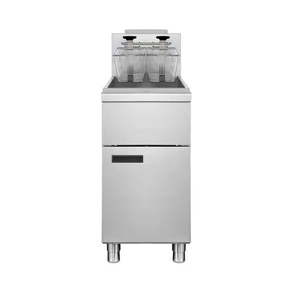 Heavy-Duty 120K BTU Commercial Stainless Steel 4-Burner Propane Deep Fryer (SAK64021) - Saksby Wholesale - Front View