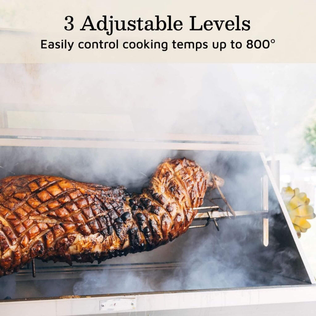 Heavy-Duty 125 LB Portable Electric Stainless Steel Hooded BBQ Rotisserie Grill With Viewing Window (SAK31975) - Saksby Wholesale - Adjustable Levels