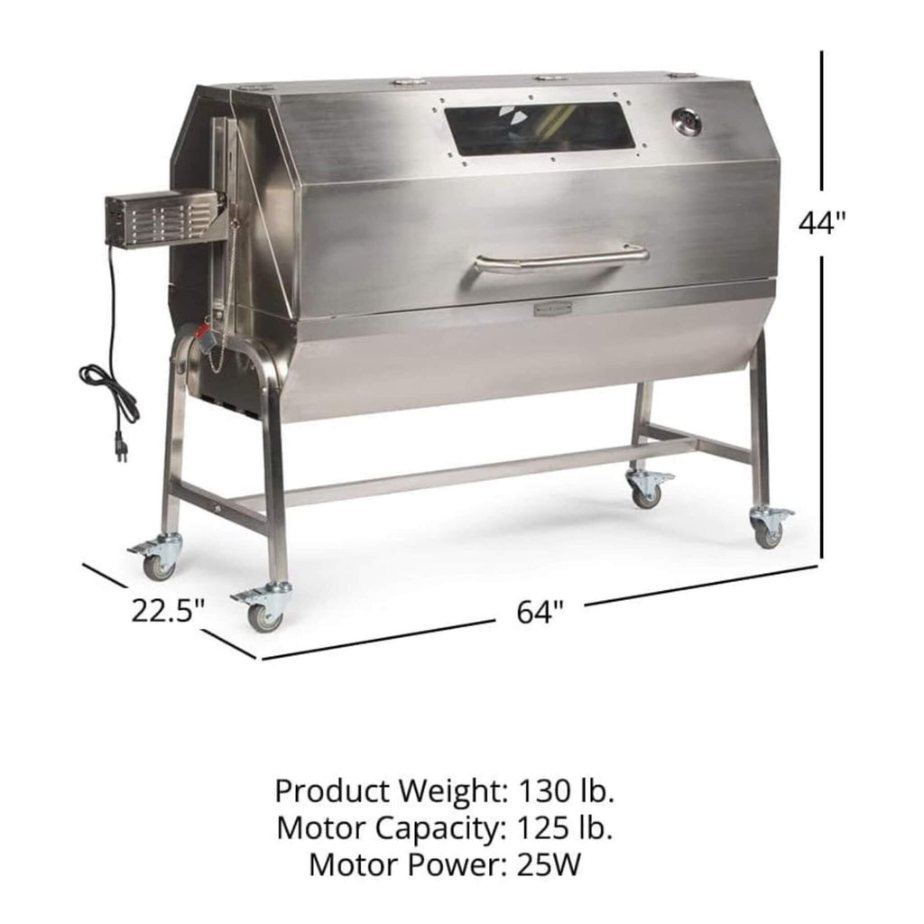 Heavy-Duty 125 LB Portable Electric Stainless Steel Hooded BBQ Rotisserie Grill With Viewing Window (SAK31975) - Saksby Wholesale - Dimensions