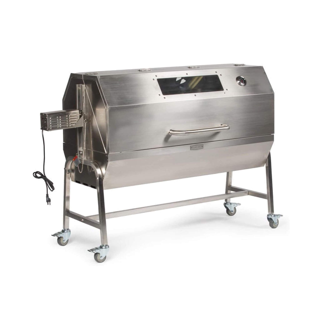 Heavy-Duty 125 LB Portable Electric Stainless Steel Hooded BBQ Rotisserie Grill With Viewing Window (SAK31975) - Saksby Wholesale - Front View