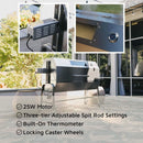 Heavy-Duty 125 LB Portable Electric Stainless Steel Hooded BBQ Rotisserie Grill With Viewing Window (SAK31975) - Saksby Wholesale - Product Features